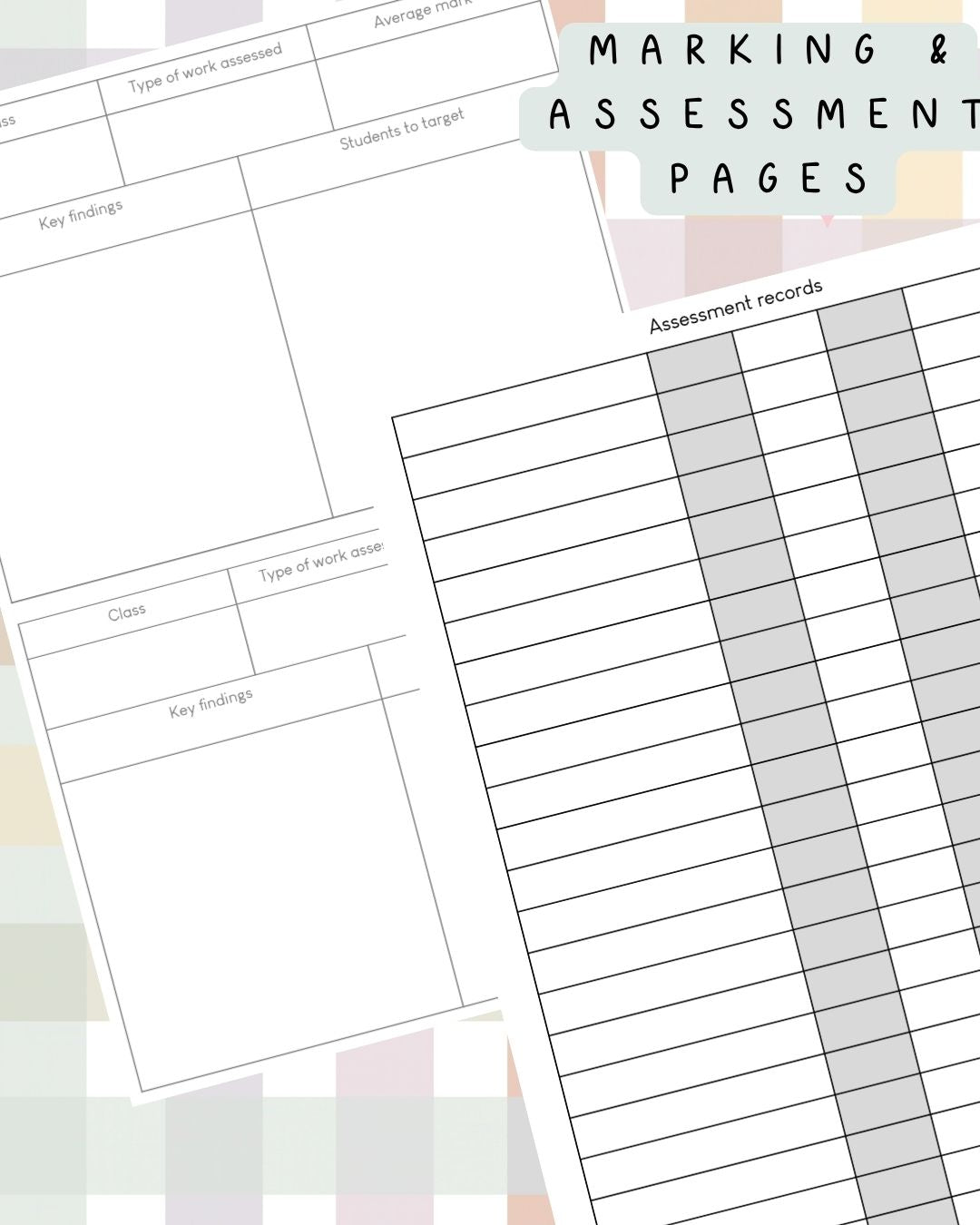 Muted Pastel Gingham Discbound UK Teacher Planner (2026-27)