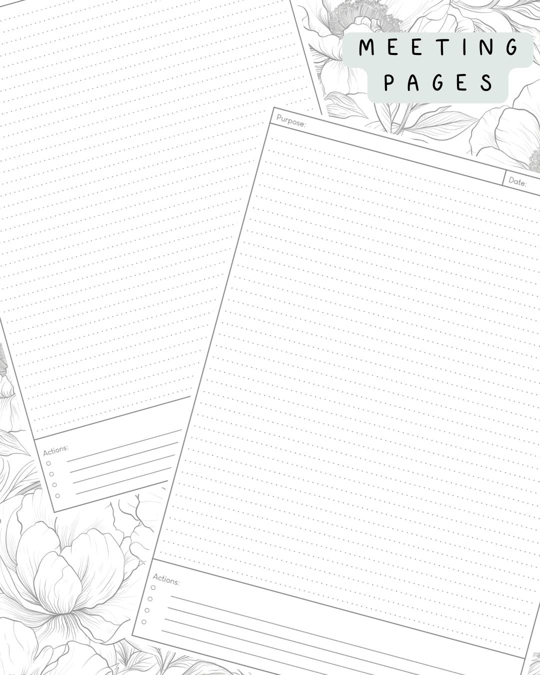 Black and White Floral Discbound UK Teacher Planner