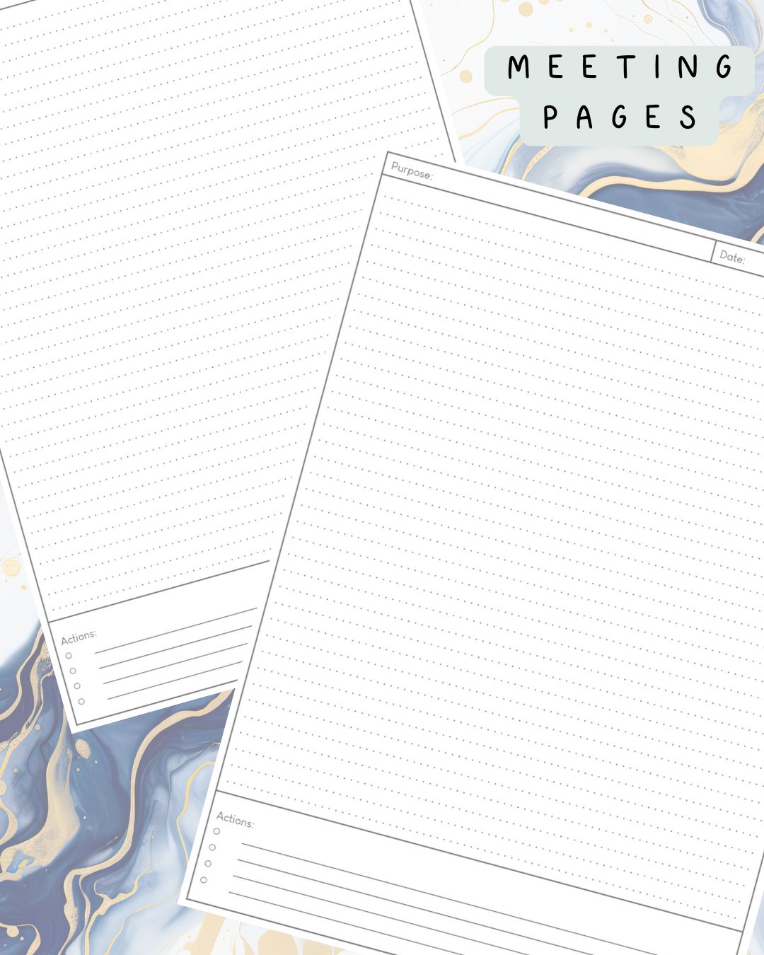 Blue & White Alcohol Ink Discbound UK Teacher Planner