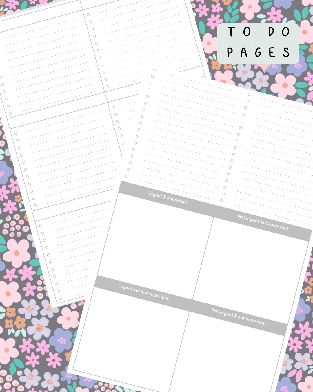 Ditsy Floral (Dark) Discbound UK Teacher Planner (2026-27)