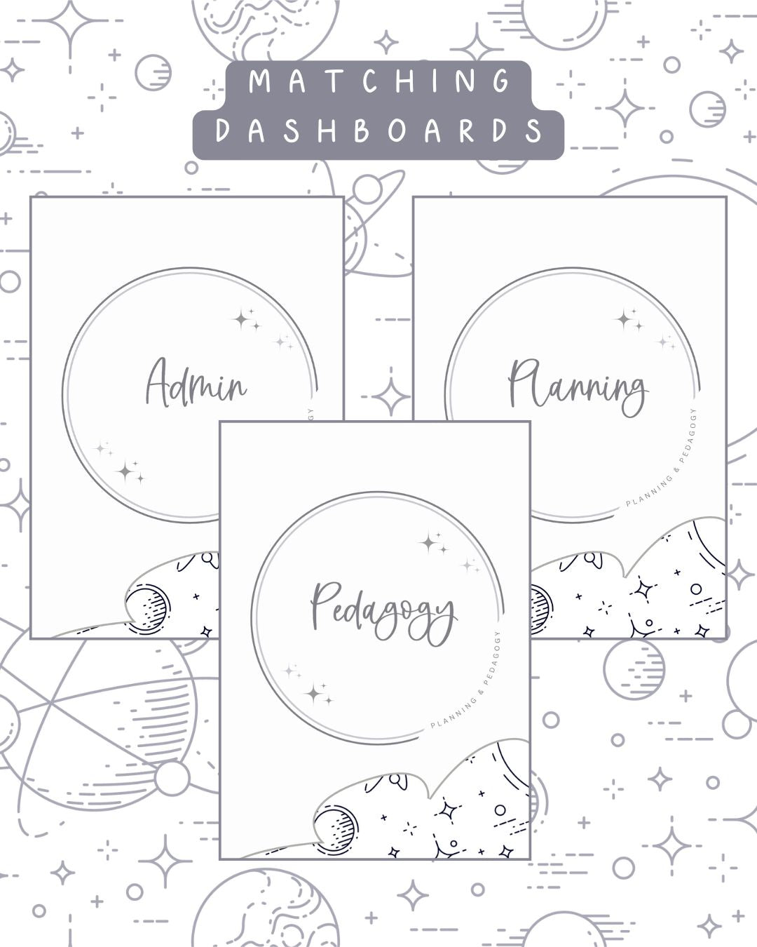 Space (Black and White) Discbound UK Teacher Planner