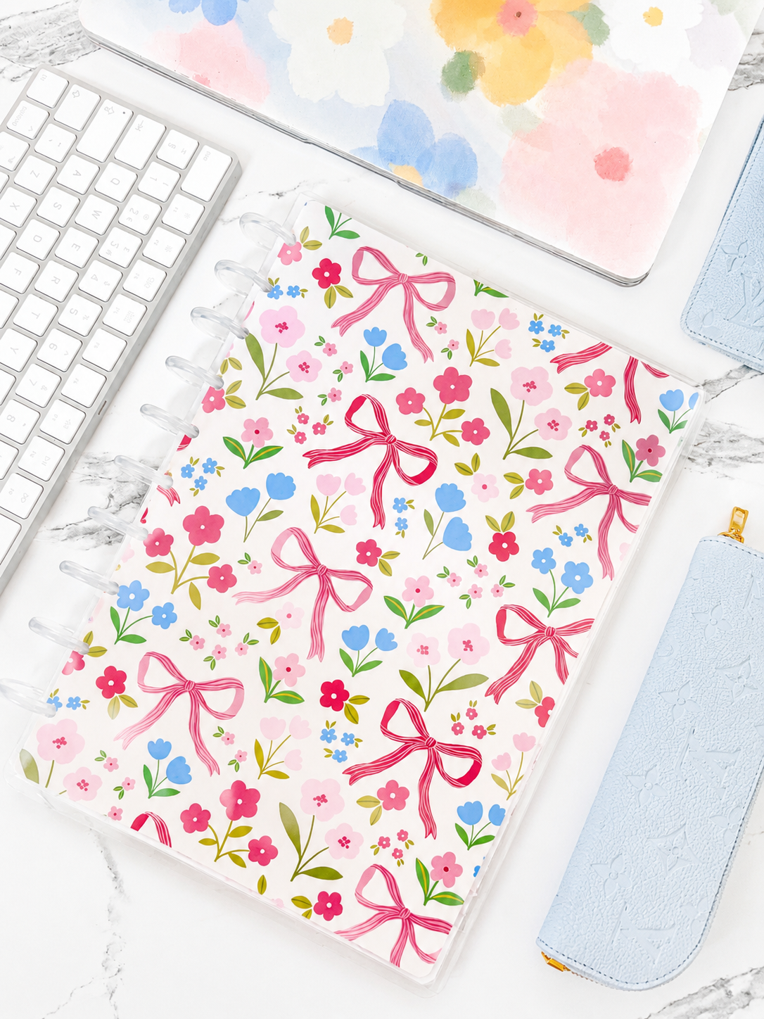 Floral Bows Discbound UK Teacher Planner (2026-27)