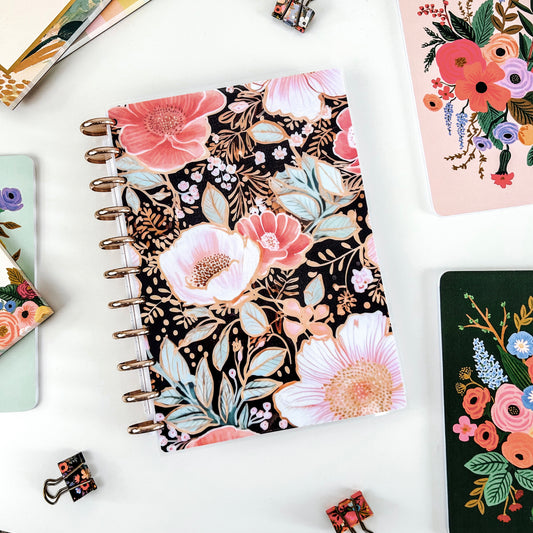 Black Floral Discbound Teacher Planner