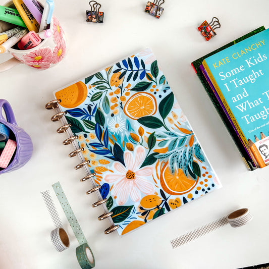 Floral Citrus Discbound Teacher Planner