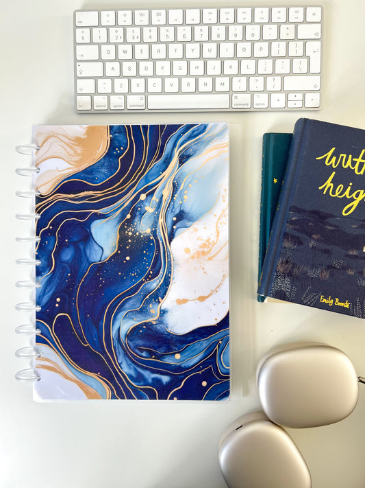 Blue Alcohol Ink Discbound UK Teacher Planner