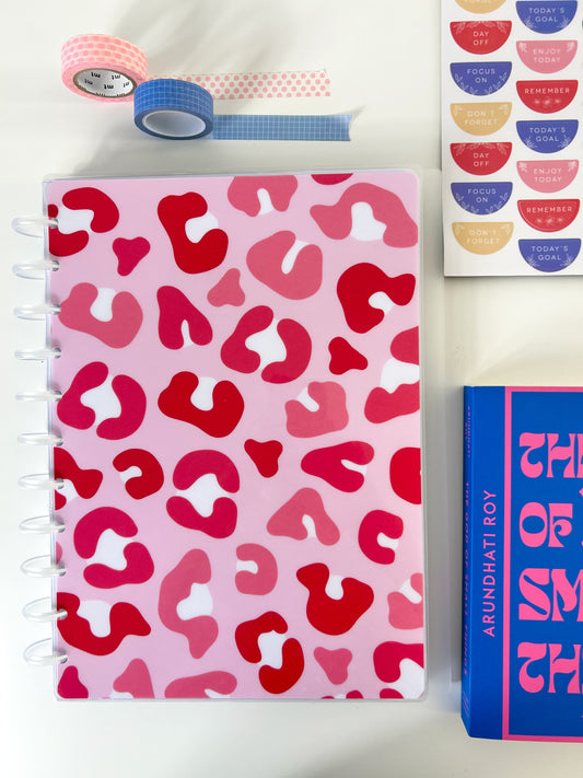Leopard Pink Print Discbound UK Teacher Planner